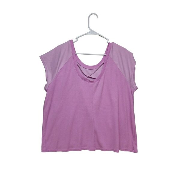 Champion Womens Short Sleeve Athletic Top Size L Pink Cropped Running - Picture 2 of 7